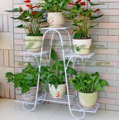 Dime Store Multi Tier Plant Stand Flower Pot Stand for Balcony Living Room Outdoor Indoor Plants Plant Holder Home Decor Item (6 Tier, White) - Image 2