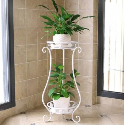 Dime Store Plant Stand Flower Pot Stand for Balcony Living Room Outdoor Indoor Plants Plant Holder Home Decor Item (Planter Style, White)