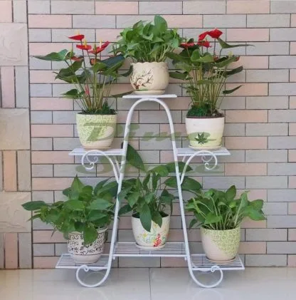 Dime Store Multi Tier Plant Stand Flower Pot Stand for Balcony Living Room Outdoor Indoor Plants Plant Holder Home Decor Item (6 Tier, White) - Image 3