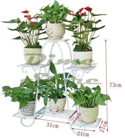 Dime Store Multi Tier Plant Stand Flower Pot Stand for Balcony Living Room Outdoor Indoor Plants Plant Holder Home Decor Item (6 Tier, White) - Image 4