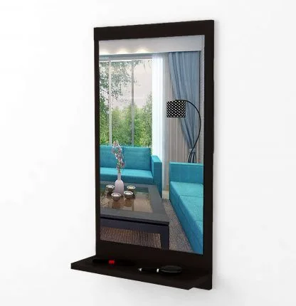 Dime Store Wall Mirror with Shelf for Living Room Bedroom Dressing Mirror for Wall Decor (Classic, Black) - Image 3