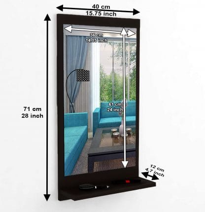 Dime Store Wall Mirror with Shelf for Living Room Bedroom Dressing Mirror for Wall Decor (Classic, Black) - Image 2